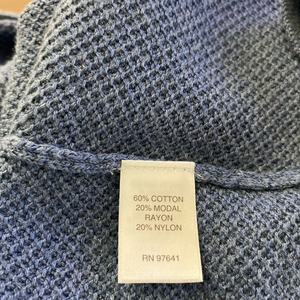 PURE JILL women Sz M petite funnel Neck waffle knit soft comfort blue Sweater - Picture 8 of 9
